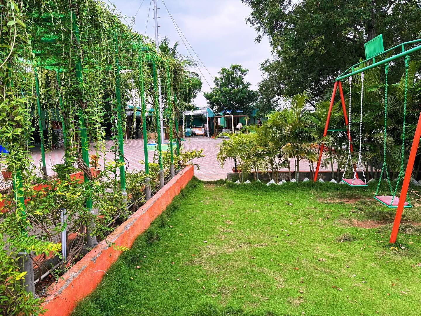 Garden lawn with children’s play area